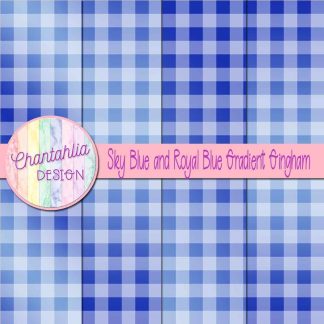 Free sky blue and royal blue gradient gingham digital papers