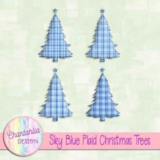 Free sky blue plaid christmas trees