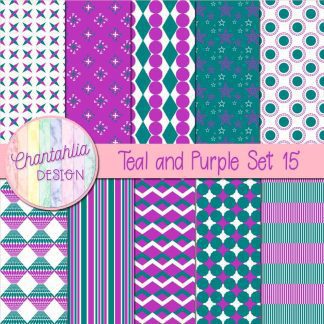 Free teal and purple digital papers set 15