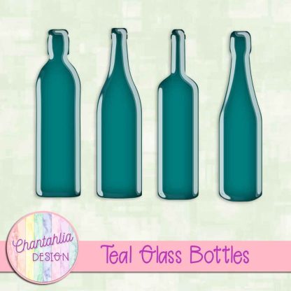 Free teal glass bottles