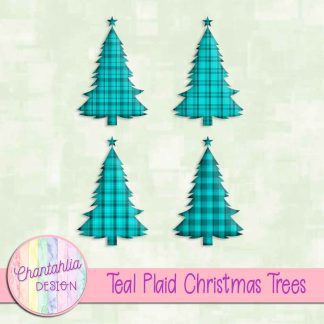 Free teal plaid christmas trees