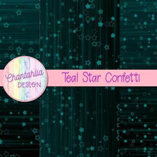 Free teal star confetti digital papers