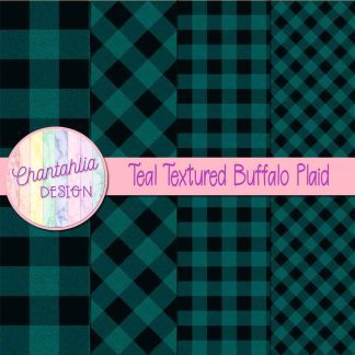 Free teal textured buffalo plaid digital papers