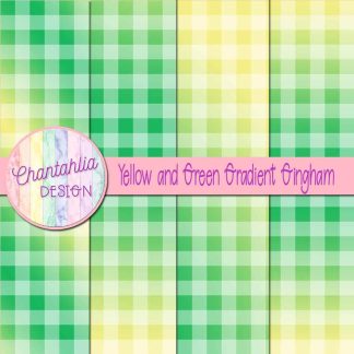 Free yellow and green gradient gingham digital papers