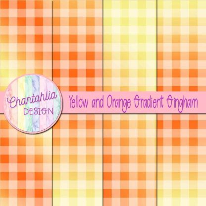 Free yellow and orange gradient gingham digital papers