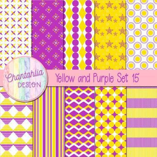 Free yellow and purple digital papers set 15