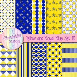 Free yellow and royal blue digital papers set 15