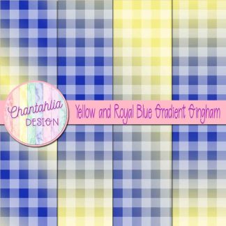 Free yellow and royal blue gradient gingham digital papers