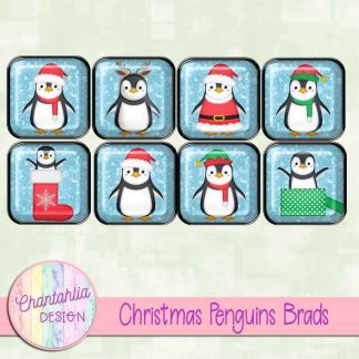 Free digital brads in a Christmas Penguins theme