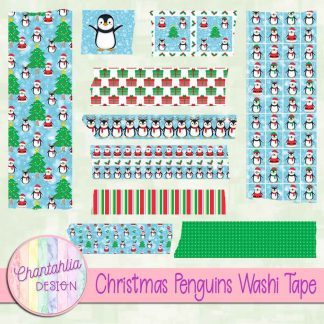 Free washi tape in a Christmas Penguins theme.