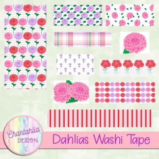 Free washi tape in a Dahlias theme