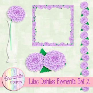Free design elements in a lilac Dahlias theme