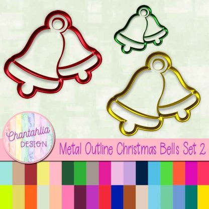 Free Christmas bells in a metal outline style.