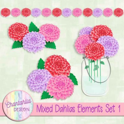 Free design elements in a mixed Dahlias theme