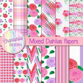 Free digital papers in a Dahlias theme