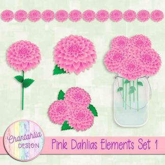 Free design elements in a pink Dahlias theme