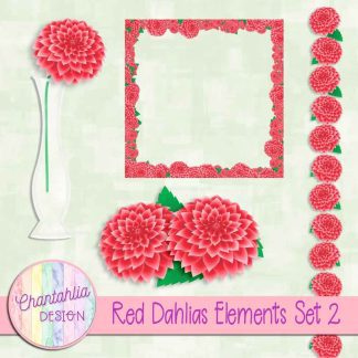 Free design elements in a red Dahlias theme