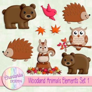 Free Woodland Animals Design Elements for Scrapbooking