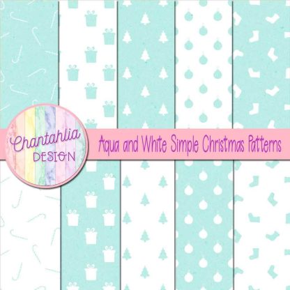 Free aqua and white simple christmas patterns