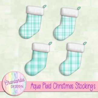 Free aqua plaid christmas stockings