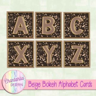 Free beige bokeh alphabet cards