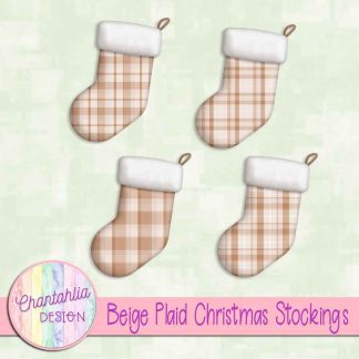 Free beige plaid christmas stockings
