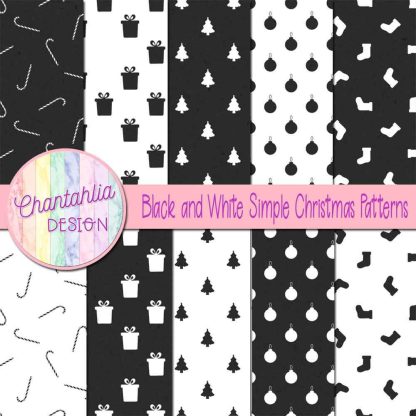 Free black and white simple christmas patterns