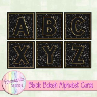 Free black bokeh alphabet cards