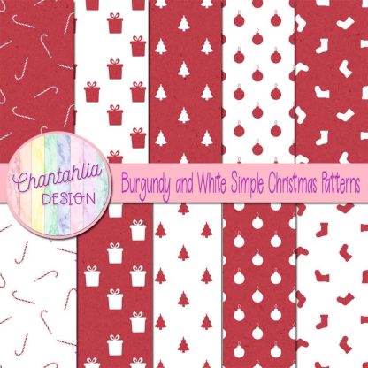 Free burgundy and white simple christmas patterns