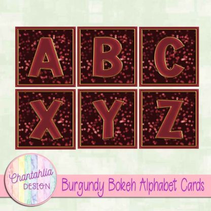 Free burgundy bokeh alphabet cards