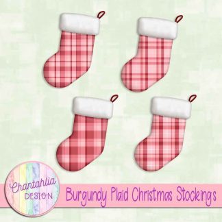 Free burgundy plaid christmas stockings