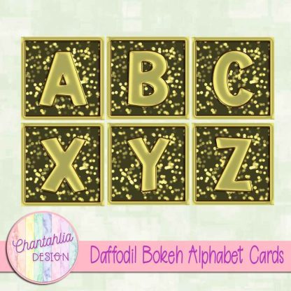 Free daffodil bokeh alphabet cards