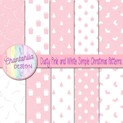 Free dusty pink and white simple christmas patterns