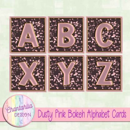Free dusty pink bokeh alphabet cards
