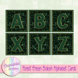 Free forest green bokeh alphabet cards