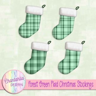 Free forest green plaid christmas stockings