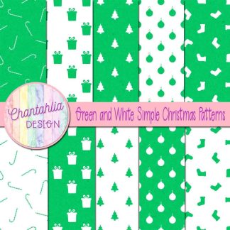 Free green and white simple christmas patterns