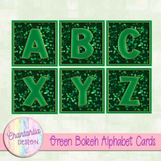 Free green bokeh alphabet cards