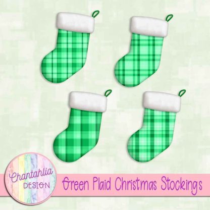 Free green plaid christmas stockings