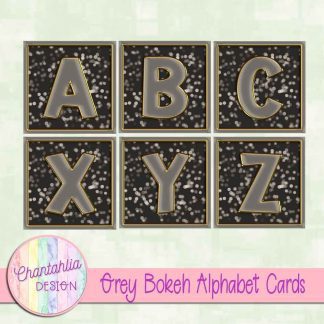 Free grey bokeh alphabet cards
