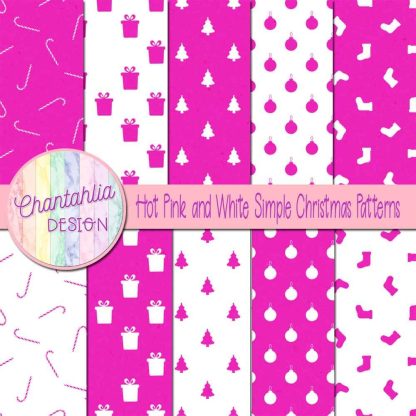 Free hot pink and white simple christmas patterns