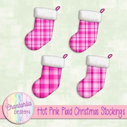 Free hot pink plaid christmas stockings
