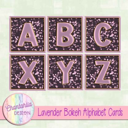 Free lavender bokeh alphabet cards