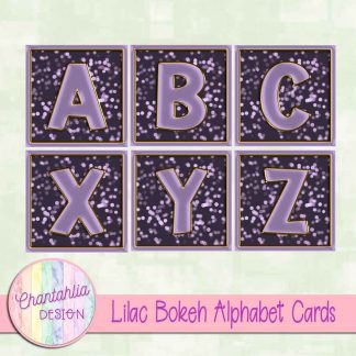 Free lilac bokeh alphabet cards