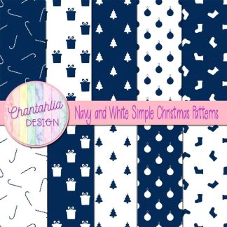 Free navy and white simple christmas patterns