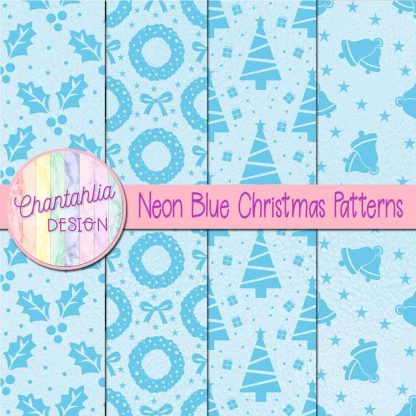 Free neon blue christmas patterns