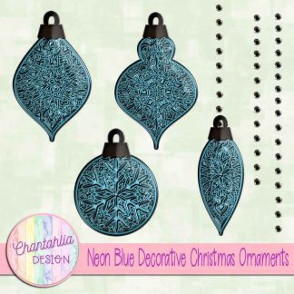 Free neon blue decorative christmas ornaments