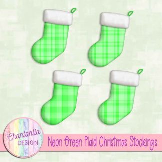 Free neon green plaid christmas stockings