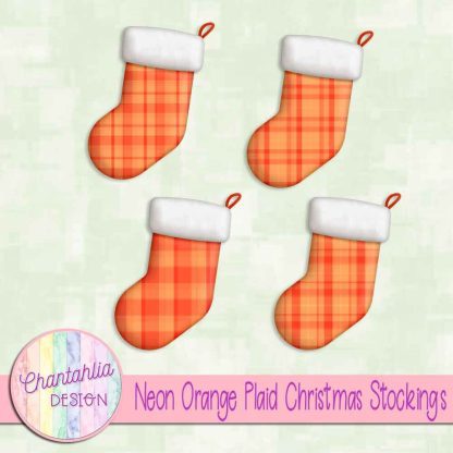 Free neon orange plaid christmas stockings