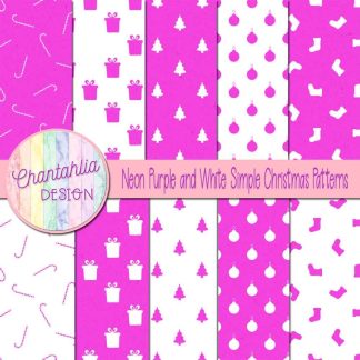 Free neon purple and white simple christmas patterns